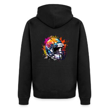 Colorful American Football Helmet - Unisex Premium Organic Zip Hoodie - black - Back - Nico (187cm)