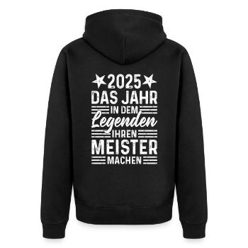 2025 Das Jahr in dem Legenden ihren Meister machen - Unisex Premium Bio Zip Hoodie - Schwarz - Hinten - Nico (187cm)