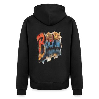 Bochum - Unisex Premium Bio Zip Hoodie - Schwarz - Hinten - Nico (187cm)