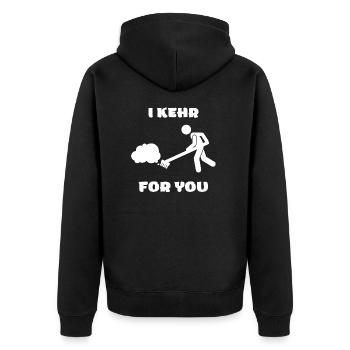 I KEHR FOR YOU - Unisex Premium Bio Zip Hoodie - Schwarz - Hinten - Nico (187cm)