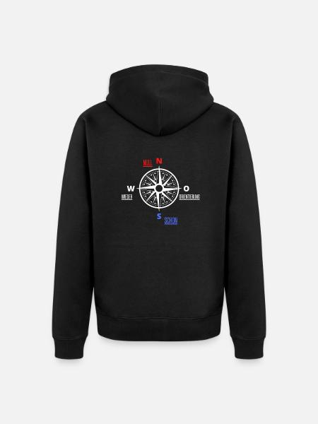 Keine Orientierung - Kompass - Unisex Premium Bio Zip Hoodie - Schwarz
