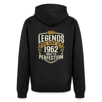 Né en 1962 Legends Cadeau d’anniversaire - Veste à capuche bio Premium Unisexe - noir - Dos - Nico (187cm)