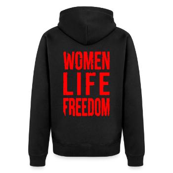 Women life freedom - Unisex Premium Bio Zip Hoodie - Schwarz - Hinten - Nico (187cm)