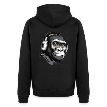 Gorille cool avec des écouteurs - Veste à capuche bio Premium Unisexe - noir - Dos - Nico (187cm)