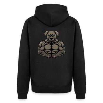Kangal Dog Muscles Bodybuilding - Unisex Premium Organic Zip Hoodie - black - Back - Nico (187cm)