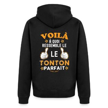Tonton parfait qui déchire c'est le mien - Veste à capuche bio Premium Unisexe - noir - Dos - Nico (187cm)