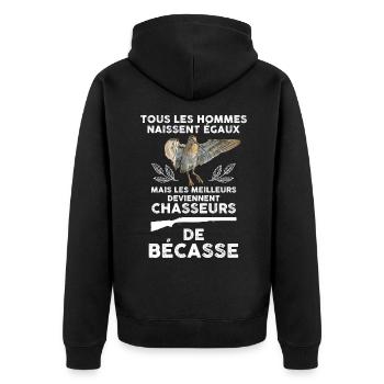 Bécasse, chasse passion chasseur - Veste à capuche bio Premium Unisexe - noir - Dos - Nico (187cm)