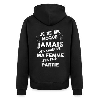 Idée cadeau mari cadeau drôle mariage - Veste à capuche bio Premium Unisexe - noir - Dos - Nico (187cm)