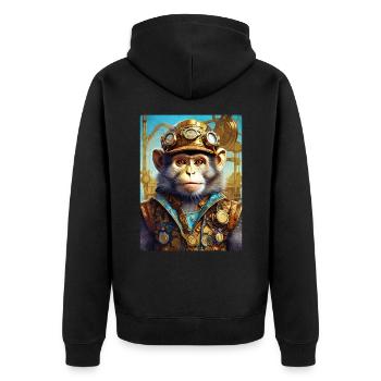 Singe Steampunk 1.6 - Veste à capuche bio Premium Unisexe - noir - Dos - Nico (187cm)