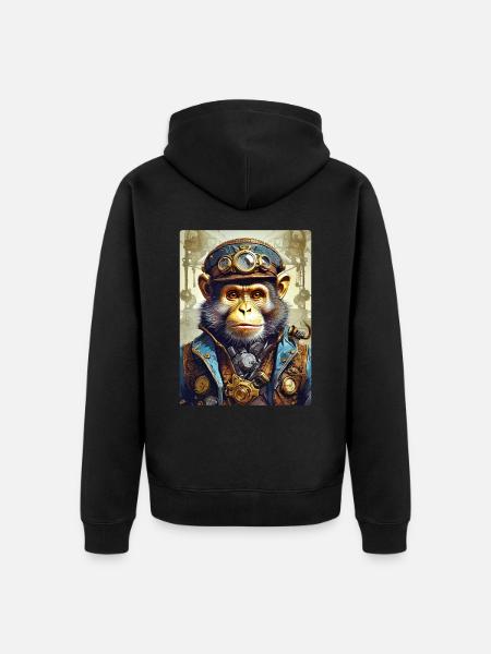 Steampunk Monkey 1.3 - Unisex Premium Organic Zip Hoodie - black