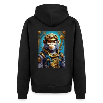 Singe Steampunk 1.2 - Veste à capuche bio Premium Unisexe - noir - Dos - Nico (187cm)