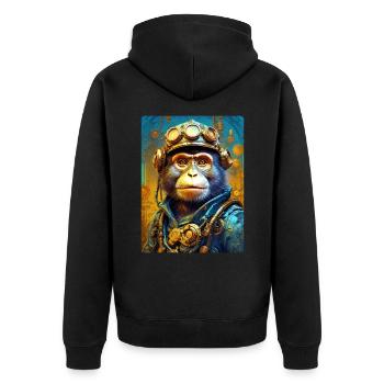 Singe Steampunk 1.15 - Veste à capuche bio Premium Unisexe - noir - Dos - Nico (187cm)