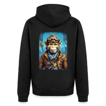 Singe Steampunk 1.7 - Veste à capuche bio Premium Unisexe - noir - Dos - Nico (187cm)