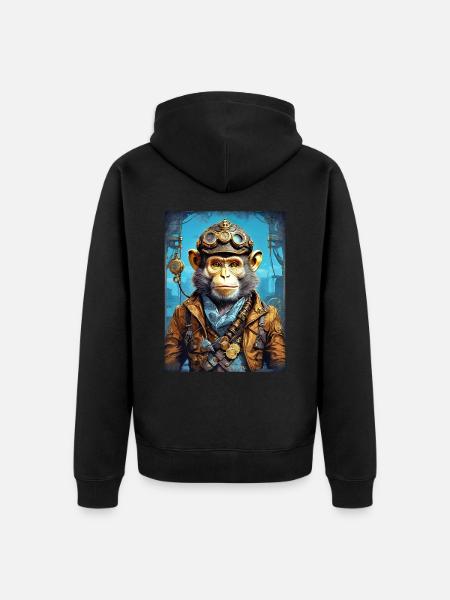 Steampunk Monkey 1.7 - Unisex Premium Organic Zip Hoodie - black