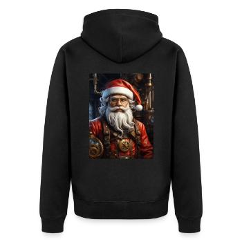 Steampunk Weihnachten Santa Claus 1.15 - Unisex Premium Bio Zip Hoodie - Schwarz - Hinten - Nico (187cm)