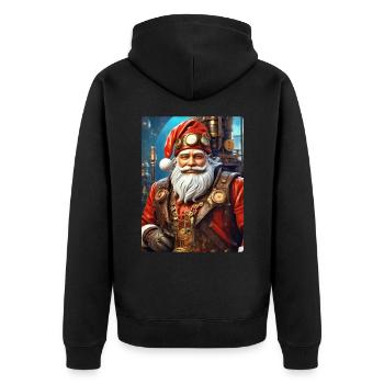 Steampunk Weihnachten Santa Claus 1.7 - Unisex Premium Bio Zip Hoodie - Schwarz - Hinten - Nico (187cm)