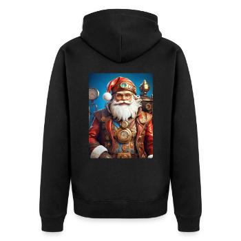 Steampunk Weihnachten Santa Claus 1.1 - Unisex Premium Bio Zip Hoodie - Schwarz - Hinten - Nico (187cm)