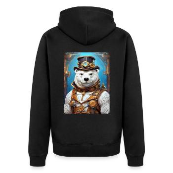 Ours de glace steampunk 1.4 - Veste à capuche bio Premium Unisexe - noir - Dos - Nico (187cm)