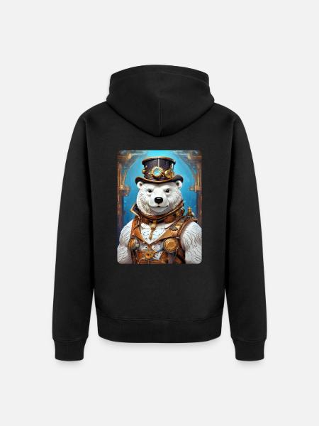 Steampunk Ice Bear 1.4 - Unisex Premium Organic Zip Hoodie - black