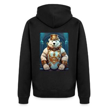 Steampunk Ice Bear 1.1 - Unisex Premium Organic Zip Hoodie - black - Back - Nico (187cm)