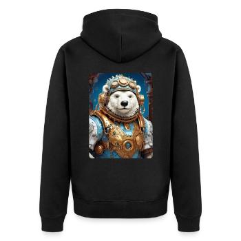 Ours de glace steampunk 1.6 - Veste à capuche bio Premium Unisexe - noir - Dos - Nico (187cm)