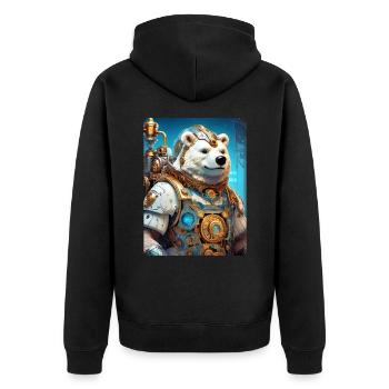 Ours de glace steampunk 1.10 - Veste à capuche bio Premium Unisexe - noir - Dos - Nico (187cm)