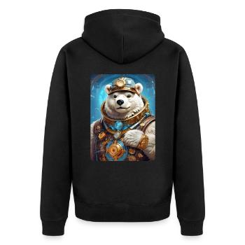 Ours de glace Steampunk 1.15 - Veste à capuche bio Premium Unisexe - noir - Dos - Nico (187cm)