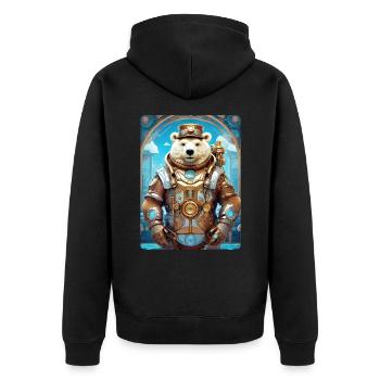 Ours de glace steampunk 1.16 - Veste à capuche bio Premium Unisexe - noir - Dos - Nico (187cm)