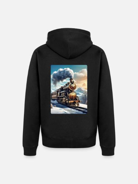 Steampunk Winterlandschaft Dampflok 1.1 - Unisex Premium Bio Zip Hoodie - Schwarz