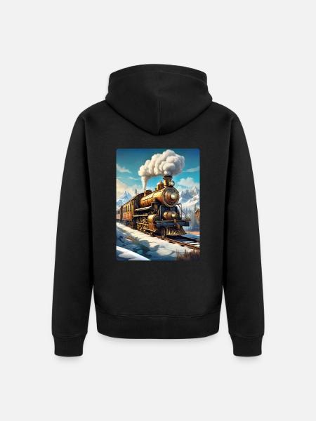 Steampunk Winterlandschaft Dampflok 1.5 - Unisex Premium Bio Zip Hoodie - Schwarz