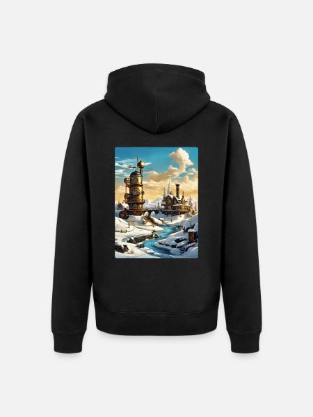 Steampunk Winterlandschaft 1.4 - Unisex Premium Bio Zip Hoodie - Schwarz