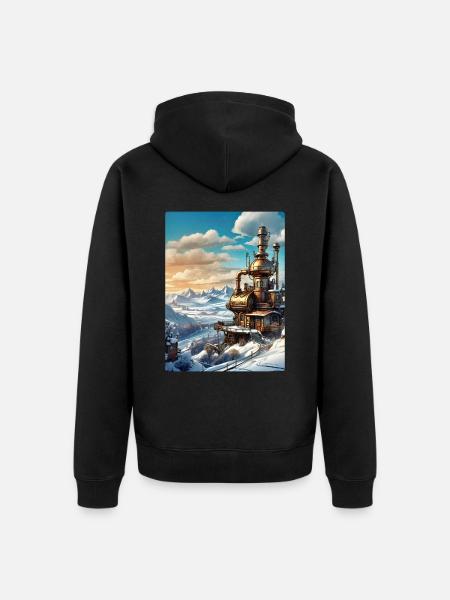 Steampunk Winterlandschaft 1.3 - Unisex Premium Bio Zip Hoodie - Schwarz