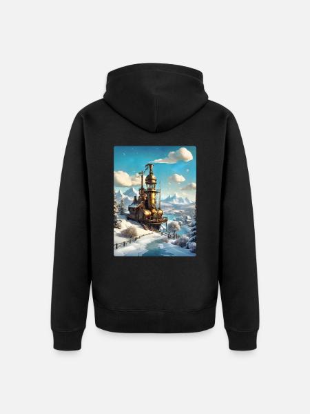 Steampunk Winterlandschaft 1.5 - Unisex Premium Bio Zip Hoodie - Schwarz