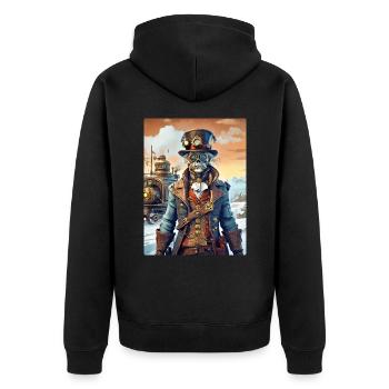 Steampunk Paysage D’hiver Zombie 1.5 - Veste à capuche bio Premium Unisexe - noir - Dos - Nico (187cm)