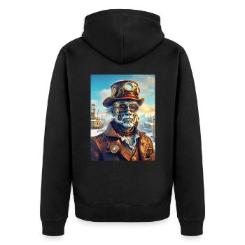 Steampunk Paysage D’hiver Zombie 1.9 - Veste à capuche bio Premium Unisexe - noir - Dos - Nico (187cm)
