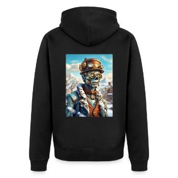 Steampunk Paysage D’hiver Zombie 1.11 - Veste à capuche bio Premium Unisexe - noir - Dos - Nico (187cm)