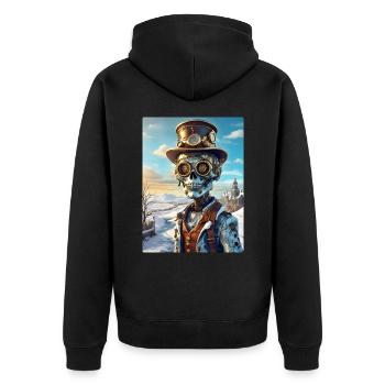 Steampunk Paysage D’hiver Zombie 1.2 - Veste à capuche bio Premium Unisexe - noir - Dos - Nico (187cm)