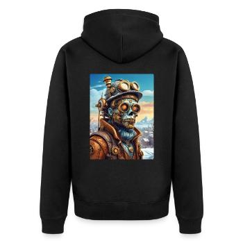 Steampunk Paysage D’hiver Zombie 1.10 - Veste à capuche bio Premium Unisexe - noir - Dos - Nico (187cm)
