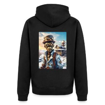 Steampunk Winter Wonderland Zombie 1.12 - Veste à capuche bio Premium Unisexe - noir - Dos - Nico (187cm)