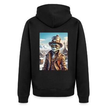 Steampunk Paysage D’hiver Zombie 1.8 - Veste à capuche bio Premium Unisexe - noir - Dos - Nico (187cm)