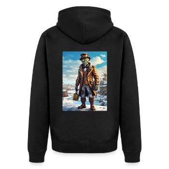 Steampunk Paysage D’hiver Zombie 1.19 - Veste à capuche bio Premium Unisexe - noir - Dos - Nico (187cm)