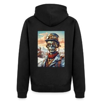 Steampunk Paysage D’hiver Zombie 1.15 - Veste à capuche bio Premium Unisexe - noir - Dos - Nico (187cm)
