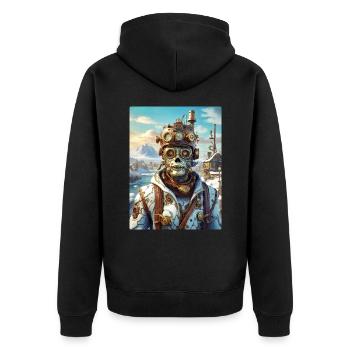 Steampunk Paysage D’hiver Zombie 1.20 - Veste à capuche bio Premium Unisexe - noir - Dos - Nico (187cm)