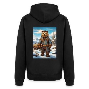 Steampunk Winter Landscape Bear 1.4 - Unisex Premium Organic Zip Hoodie - black - Back - Nico (187cm)