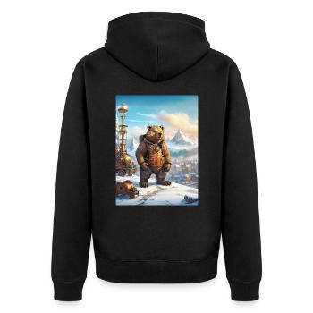 Steampunk Winter Landscape Bear 1.2 - Unisex Premium Organic Zip Hoodie - black - Back - Nico (187cm)