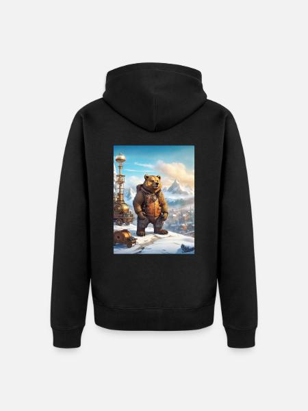 Steampunk Winterlandschaft Bär 1.2 - Unisex Premium Bio Zip Hoodie - Schwarz