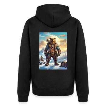 Steampunk Winter Landscape Bear 1.1 - Unisex Premium Organic Zip Hoodie - black - Back - Nico (187cm)