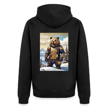 Steampunk Winter Landscape Bear 1.3 - Unisex Premium Organic Zip Hoodie - black - Back - Nico (187cm)