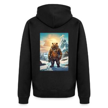 Steampunk Winter Landscape Bear 1.9 - Unisex Premium Organic Zip Hoodie - black - Back - Nico (187cm)