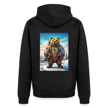 Steampunk Winter Landscape Bear 1.6 - Unisex Premium Organic Zip Hoodie - black - Back - Nico (187cm)
